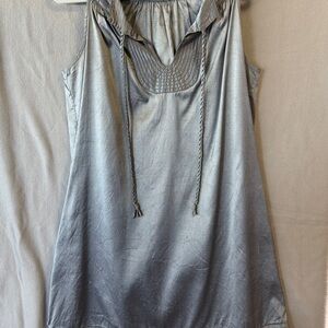 Calypso St. Barth Metallic Gray Sleeveless Dress with Tie Neck